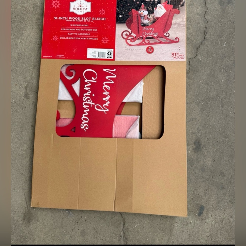 Christmas Holiday Time Wooden Slotted Sleigh. Brand New. - Picture 5 of 8